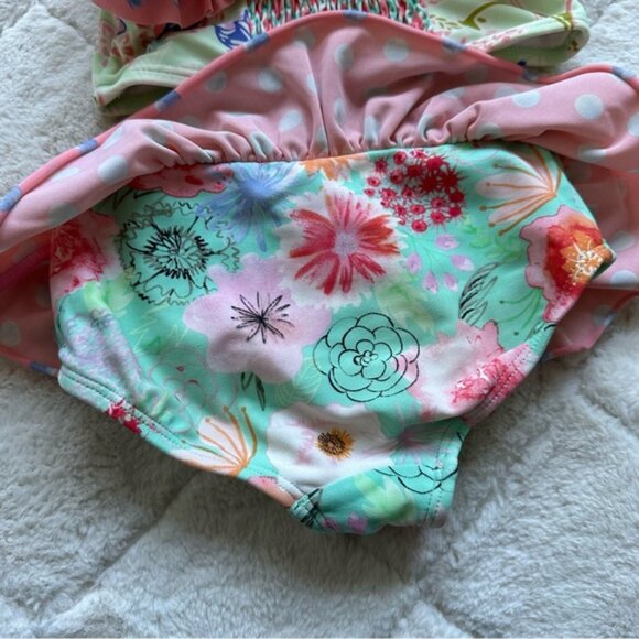 Matilda Jane | Aqua & Pink Floral Cannonball & Seashells Bikini Set | Size 4 - Picture 12 of 12